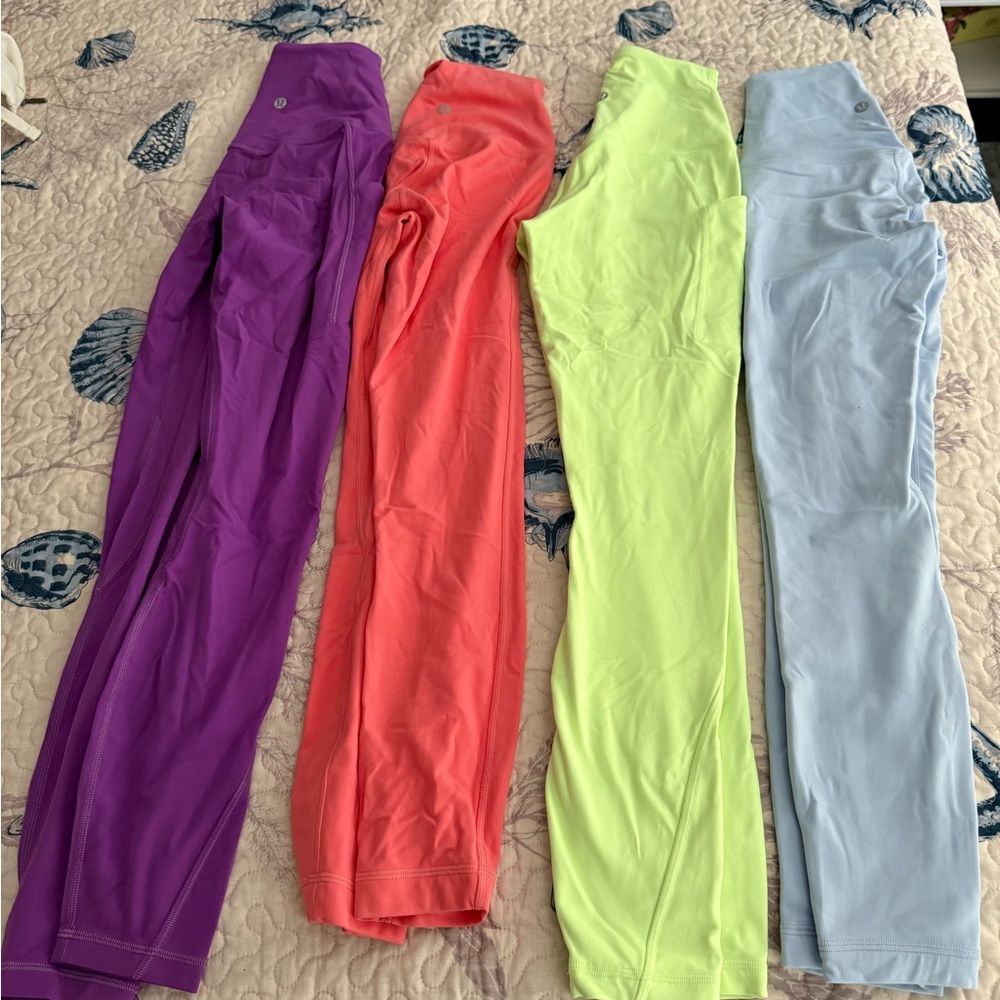 lululemon athletica Women's Leggings - Purple, Coral, Lime, Light Blue